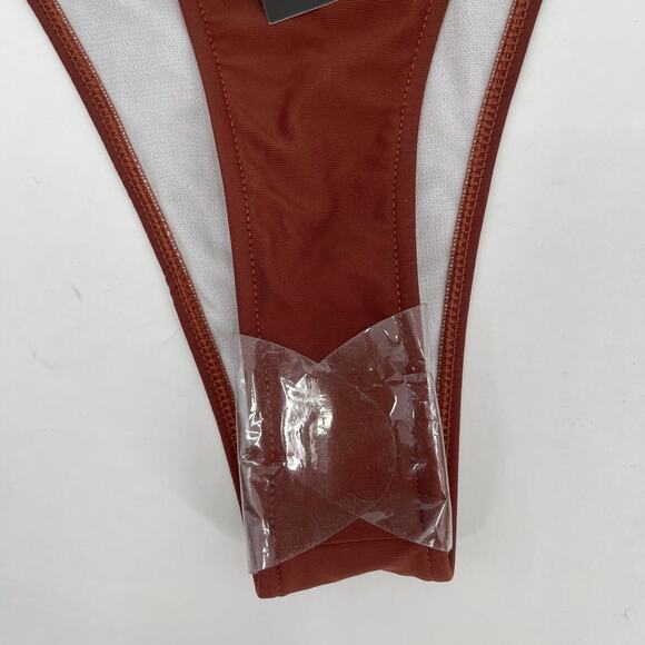 PRETTYLITTLETHING Bikini Bottoms Size 6 NWT Color Block Double Strap Tanga - Picture 8 of 10